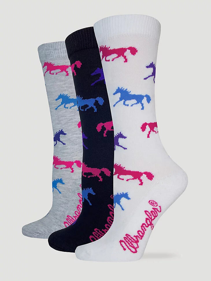 damen-socken mit pferdemotiv 3er-pack mehrfarbig