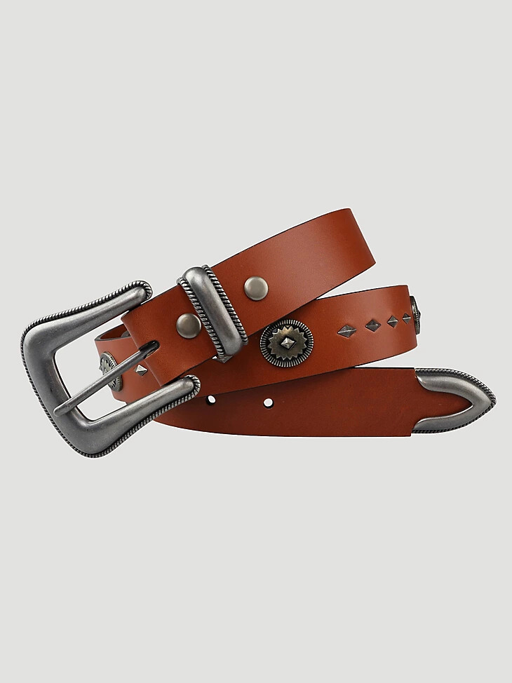 wrangler damen-gürtel mit muschelkante 3-teilig cognac