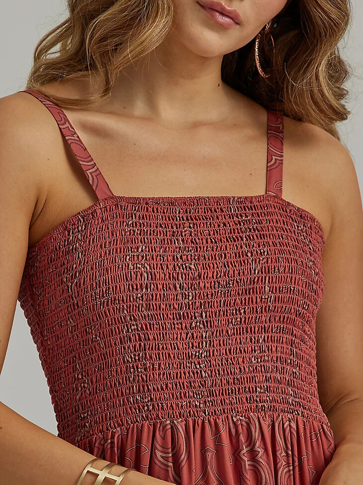 damen maxikleid mit gerafftem oberteil rost