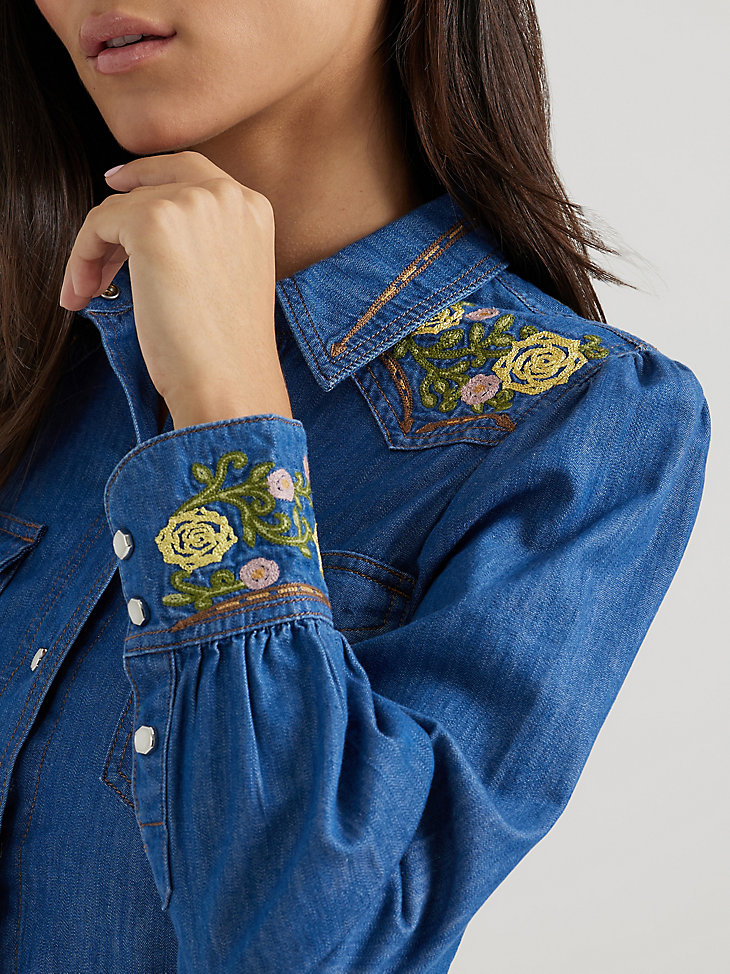 wrangler x yellow rose by kendra scott besticktes kleid mittlere waschung