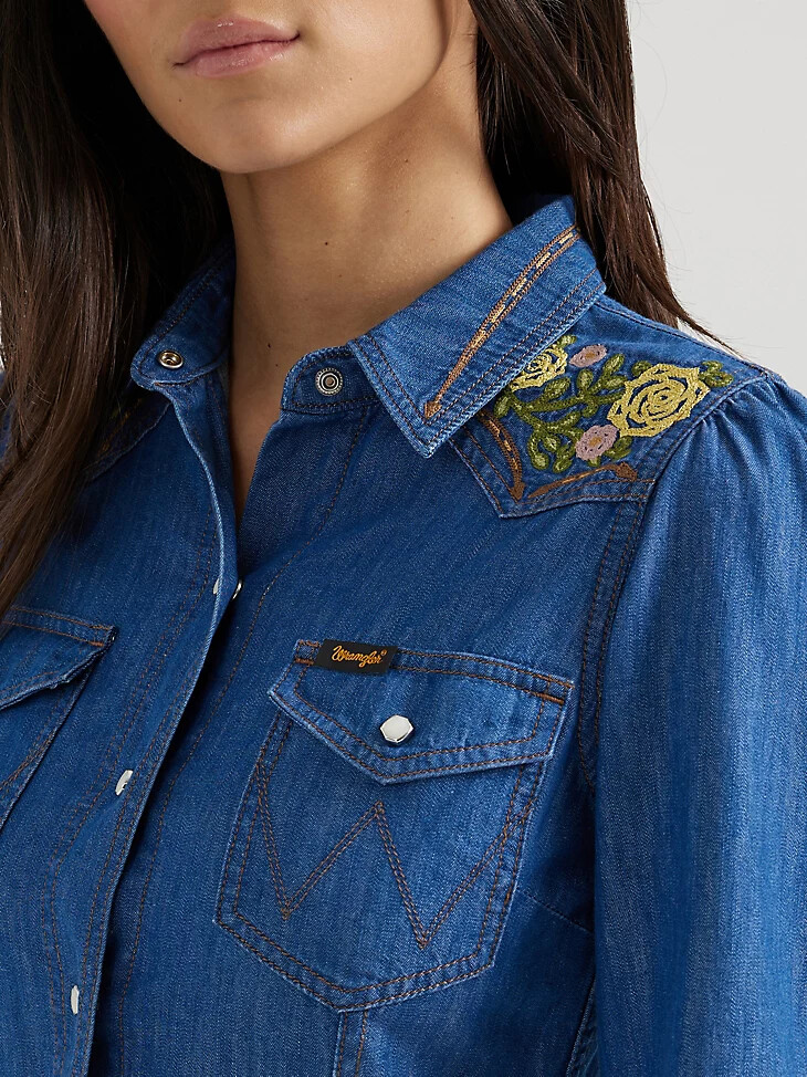 wrangler x yellow rose by kendra scott besticktes kleid mittlere waschung