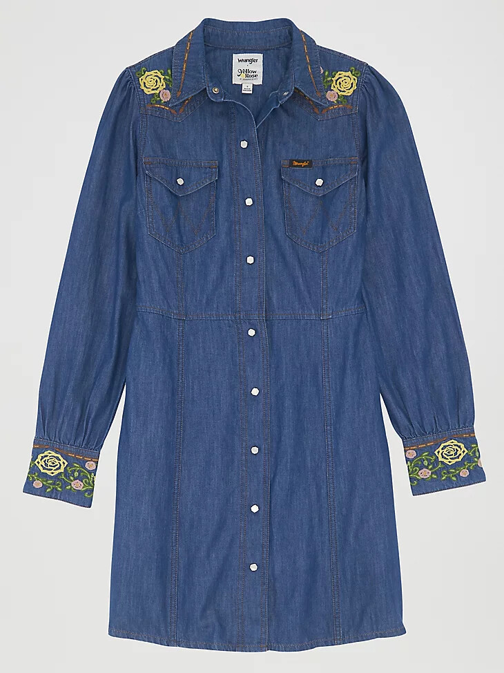 wrangler x yellow rose by kendra scott besticktes kleid mittlere waschung