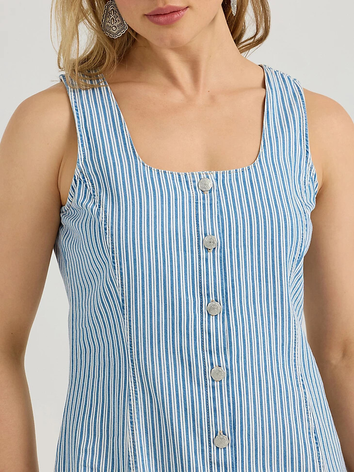 wrangler western-jeanskleid mit knopfleiste und eisenbahnstreifen für damen