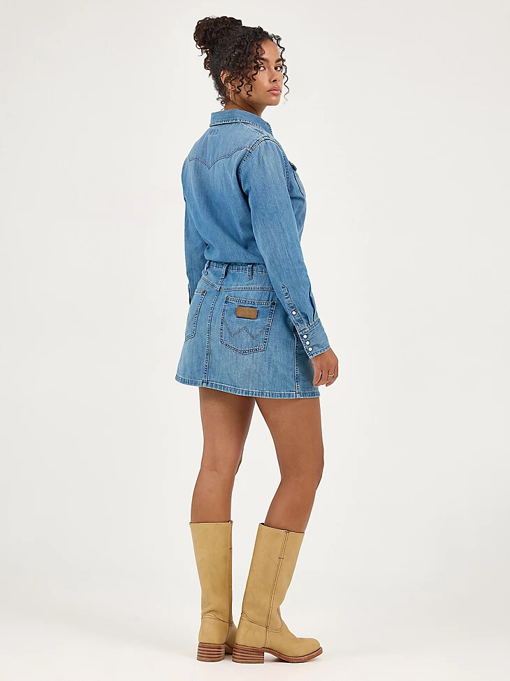 damen-jeanskleid mit langen Ärmeln ultramarin