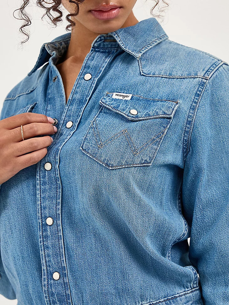 damen-jeanskleid mit langen Ärmeln ultramarin