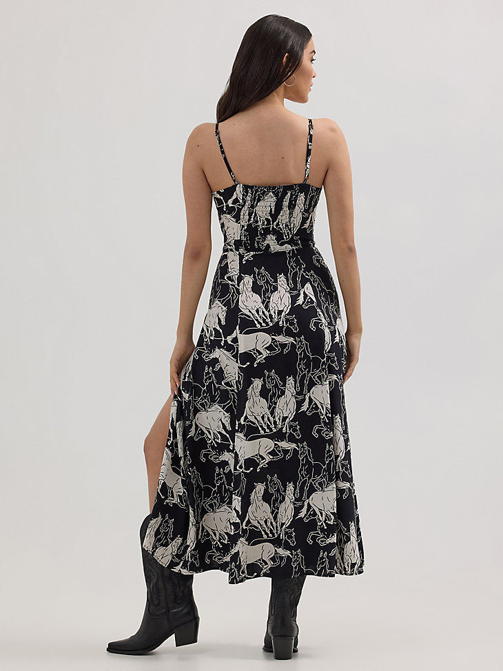 western-tank-maxikleid für damen mit bw-pferden