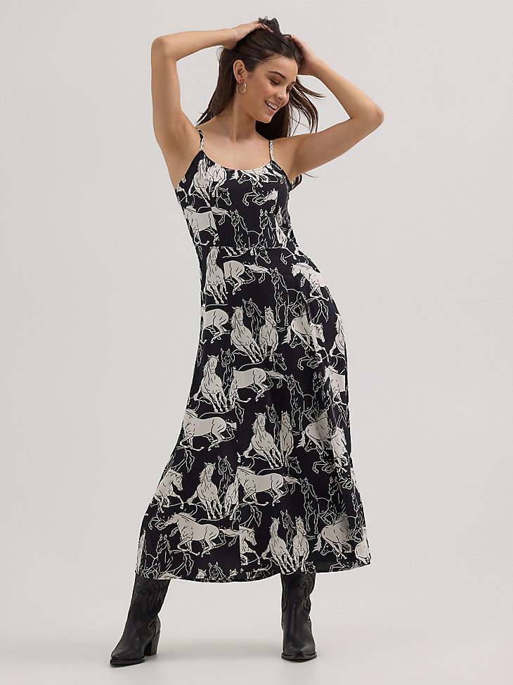western-tank-maxikleid für damen mit bw-pferden