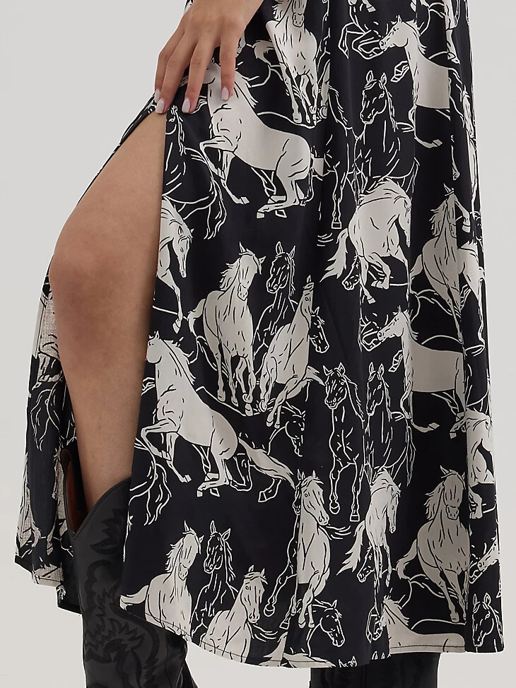 western-tank-maxikleid für damen mit bw-pferden