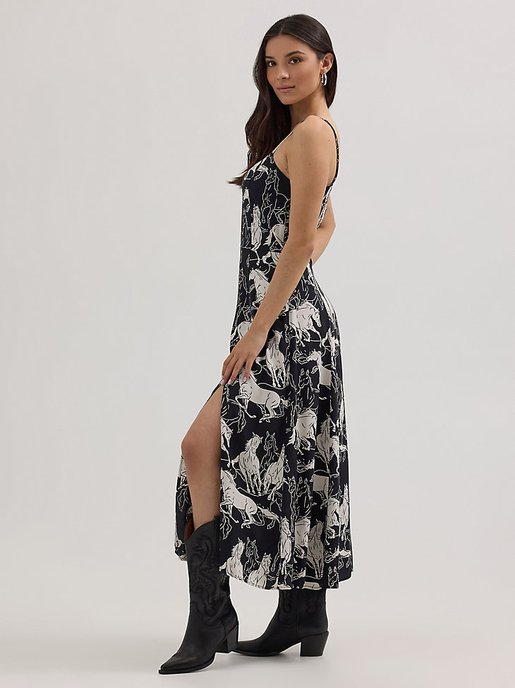 western-tank-maxikleid für damen mit bw-pferden