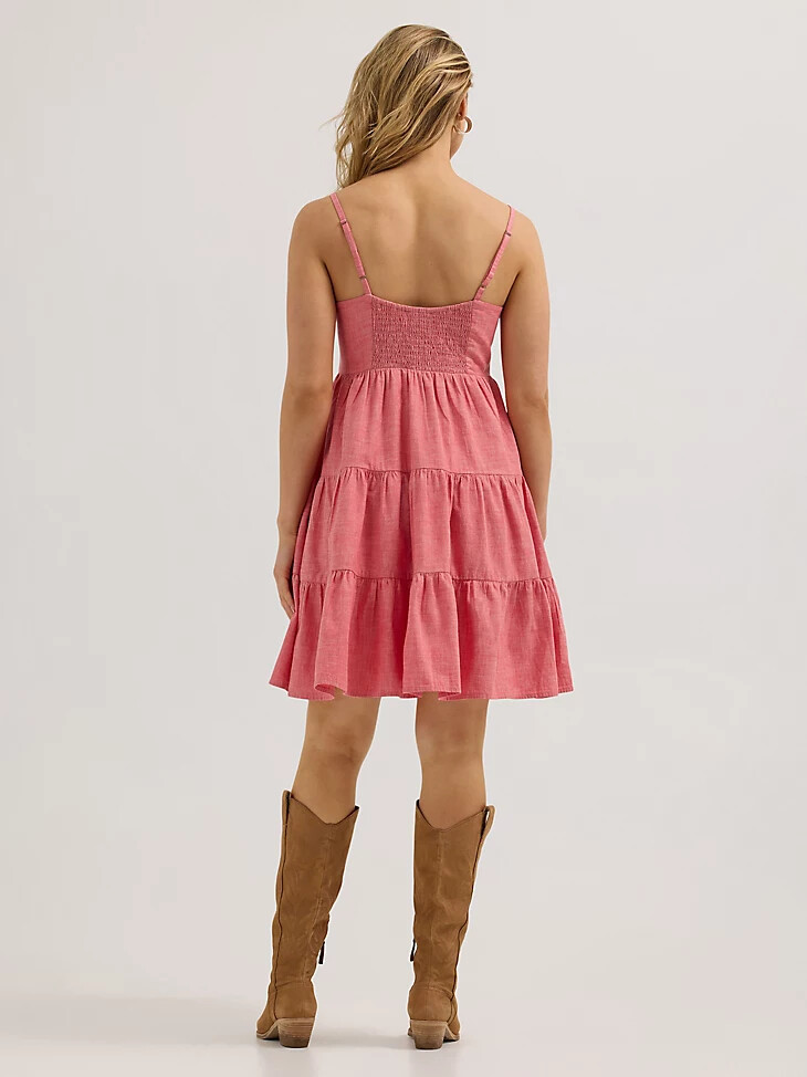 wrangler damen-stufenkleid mit trägern rot