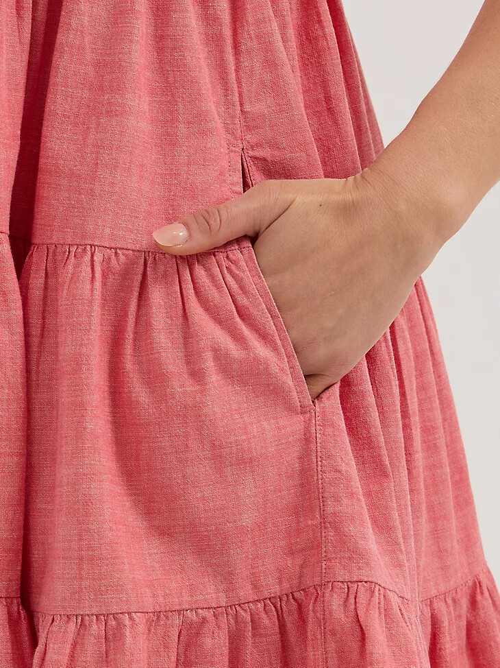 wrangler damen-stufenkleid mit trägern rot