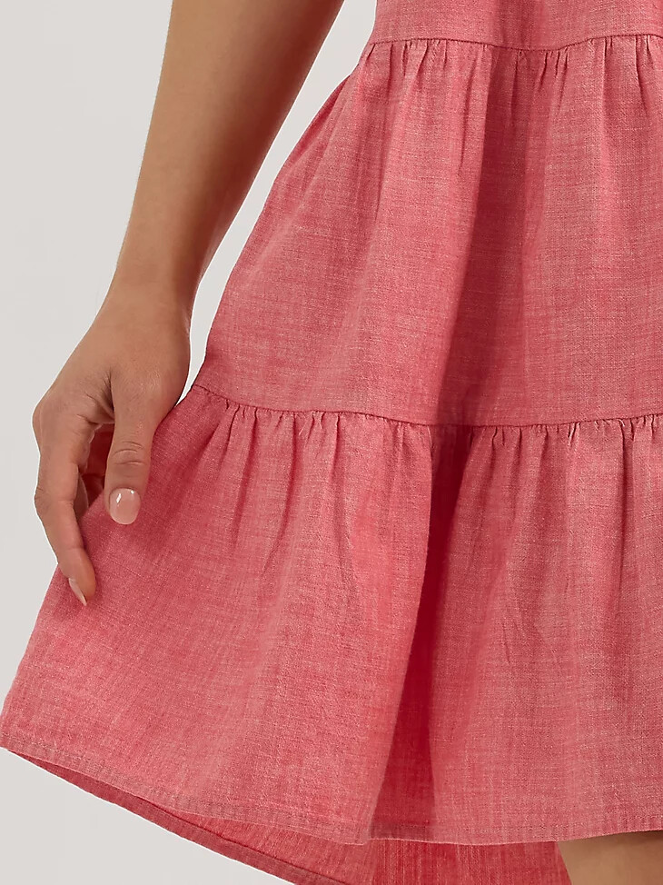 wrangler damen-stufenkleid mit trägern rot