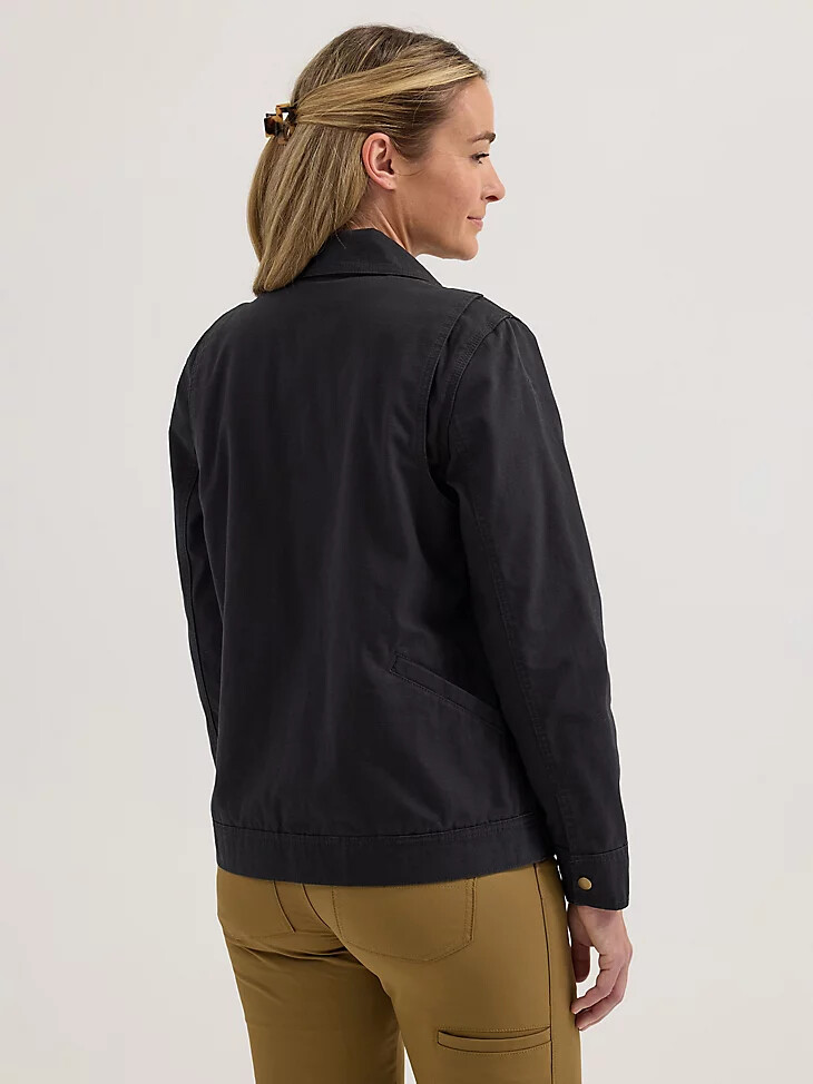 wrangler riggs workwear damen-arbeitsjacke mit flanellfutter jet black