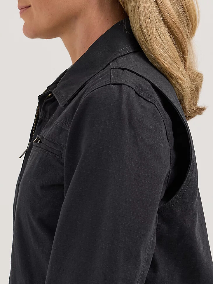 wrangler riggs workwear damen-arbeitsjacke mit flanellfutter jet black
