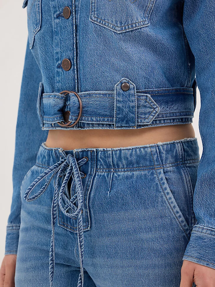 damen-jeans-motorradjacke „blühend