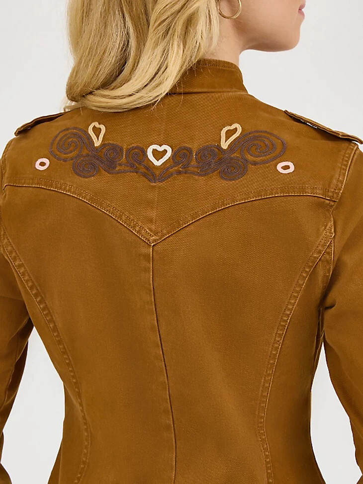 wrangler x lainey wilson bestickte utility-jacke mönchsrobe