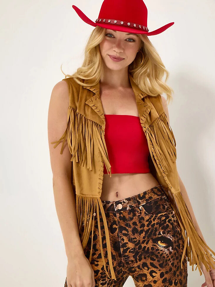 wrangler x lainey wilson festival fringe weste knochenbraun