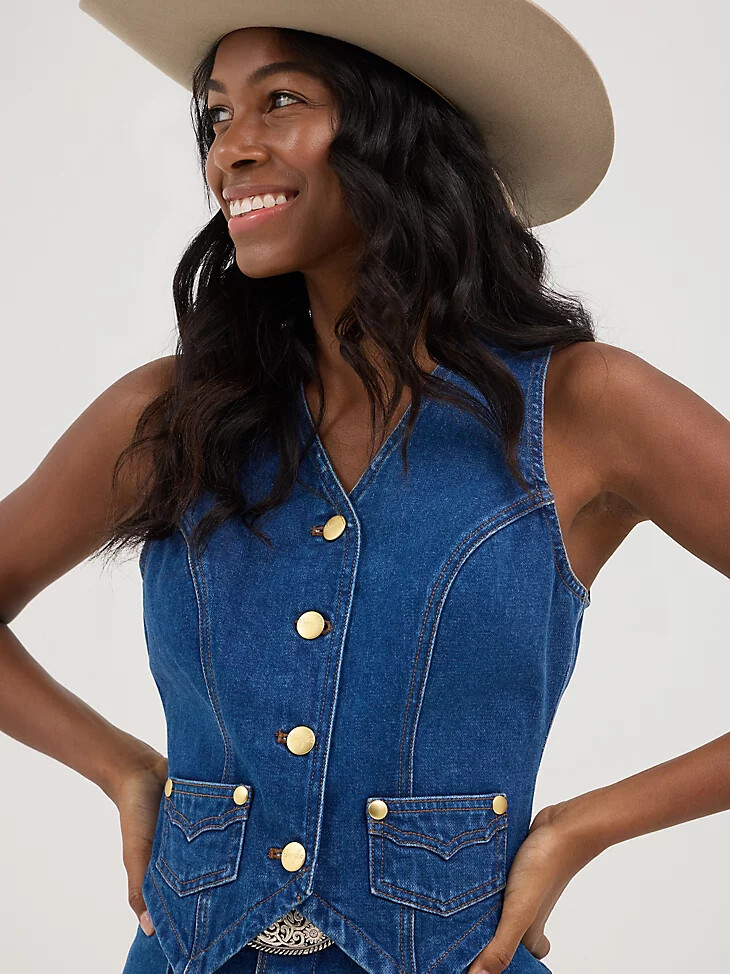 wrangler x yellow rose by kendra scott jeansweste wrangler blau