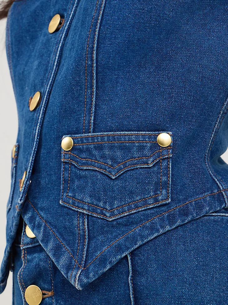 wrangler x yellow rose by kendra scott jeansweste wrangler blau