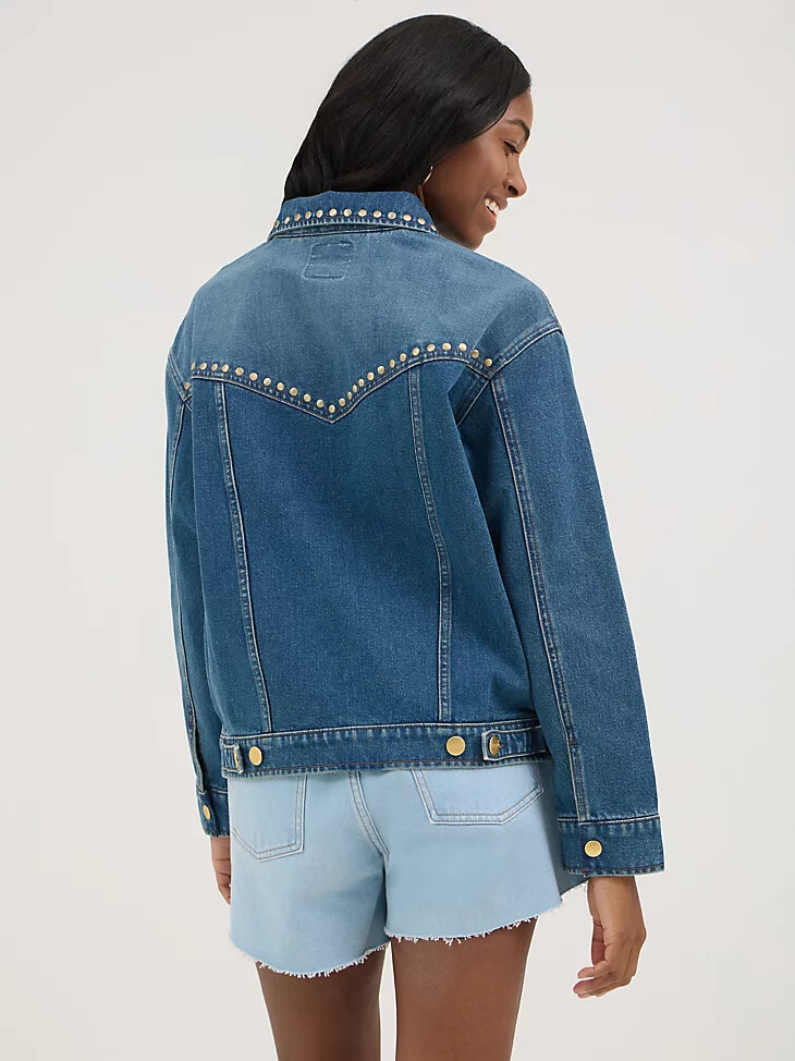 wrangler x yellow rose by kendra scott nietenjacke patina blue