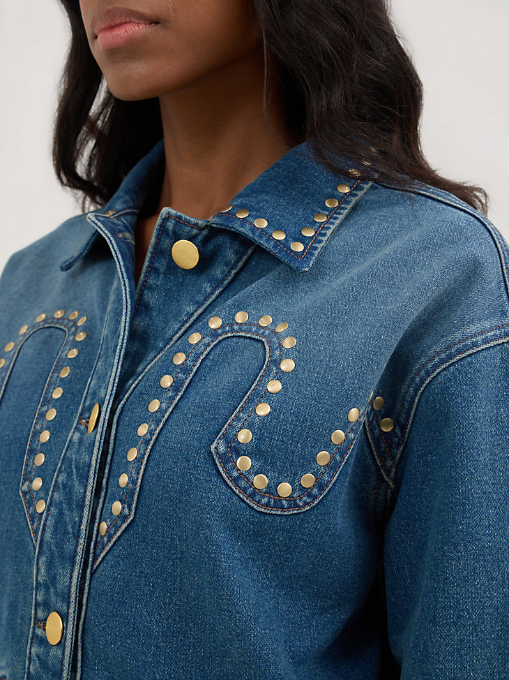 wrangler x yellow rose by kendra scott nietenjacke patina blue
