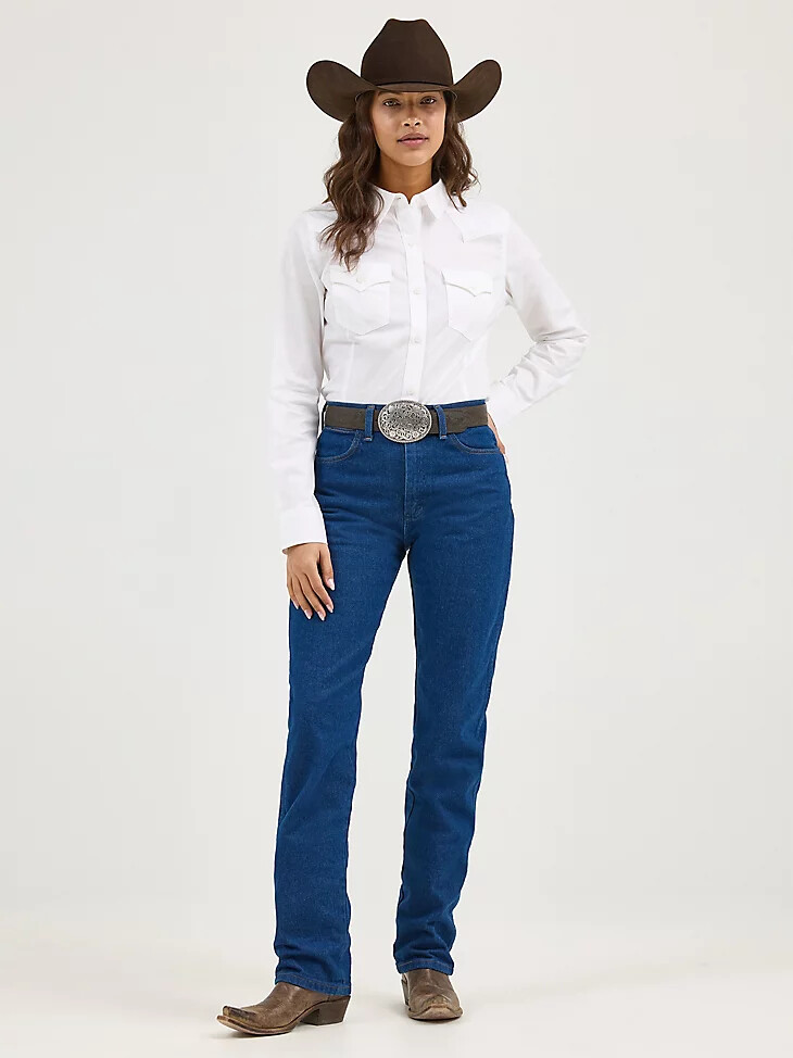 wrangler cowboy cut slim fit jeans für damen vorgewaschen indigo