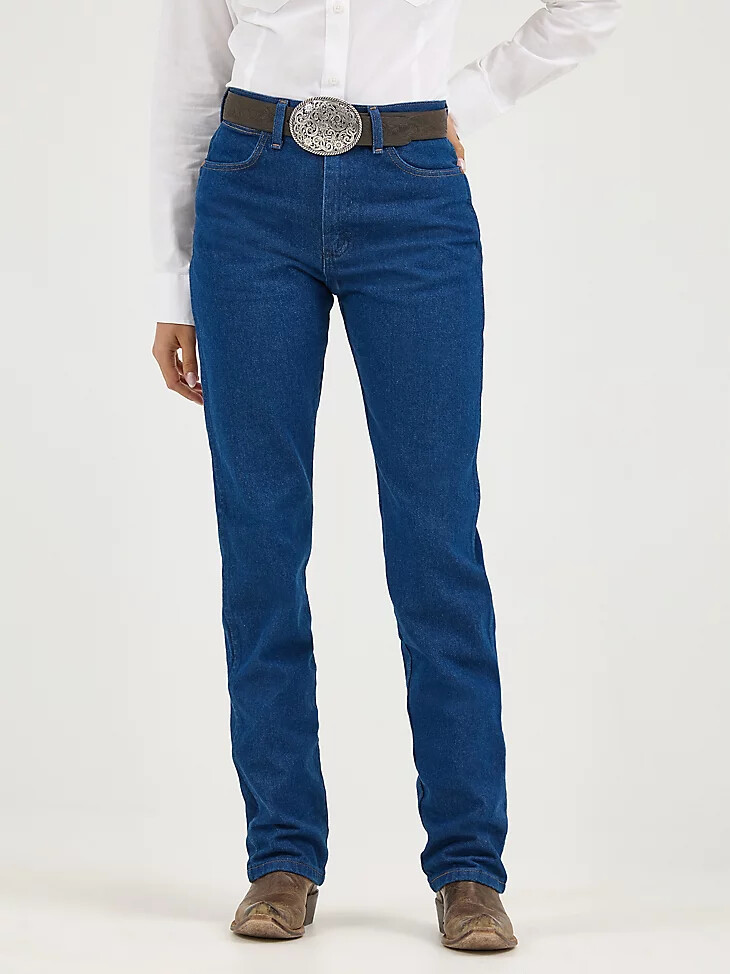 wrangler cowboy cut slim fit jeans für damen vorgewaschen indigo