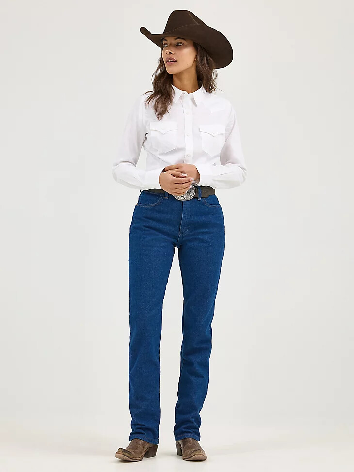 wrangler cowboy cut slim fit jeans für damen vorgewaschen indigo
