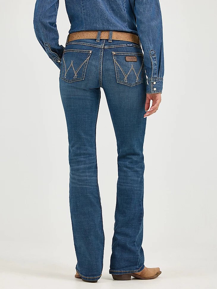 wrangler retro mae mid rise bootcut jeans für damen ms wash