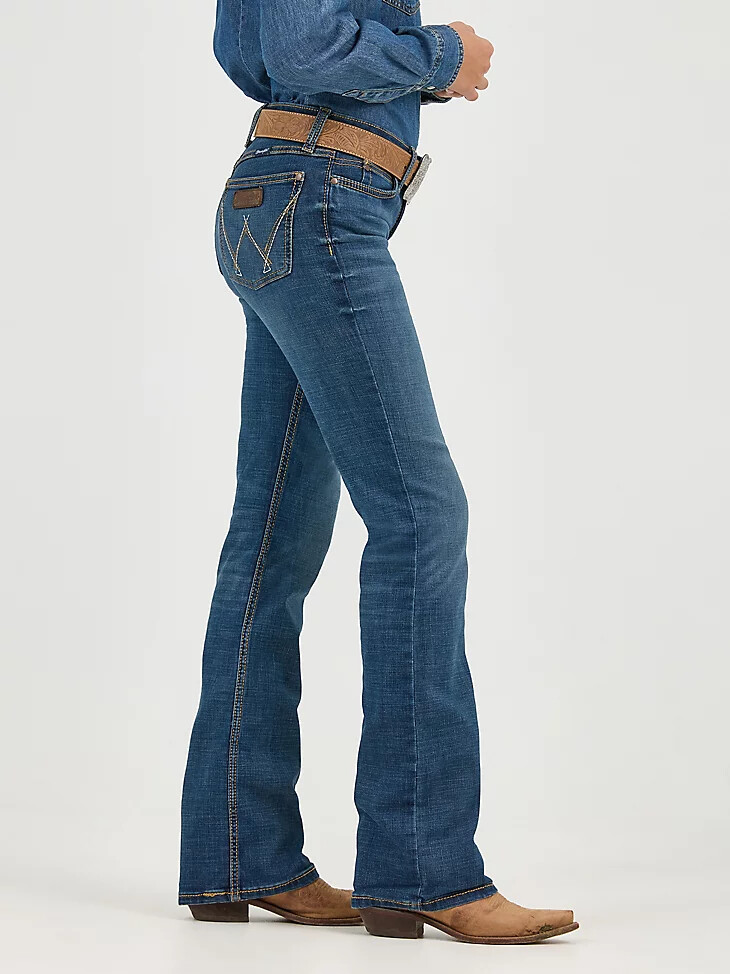 wrangler retro mae mid rise bootcut jeans für damen ms wash