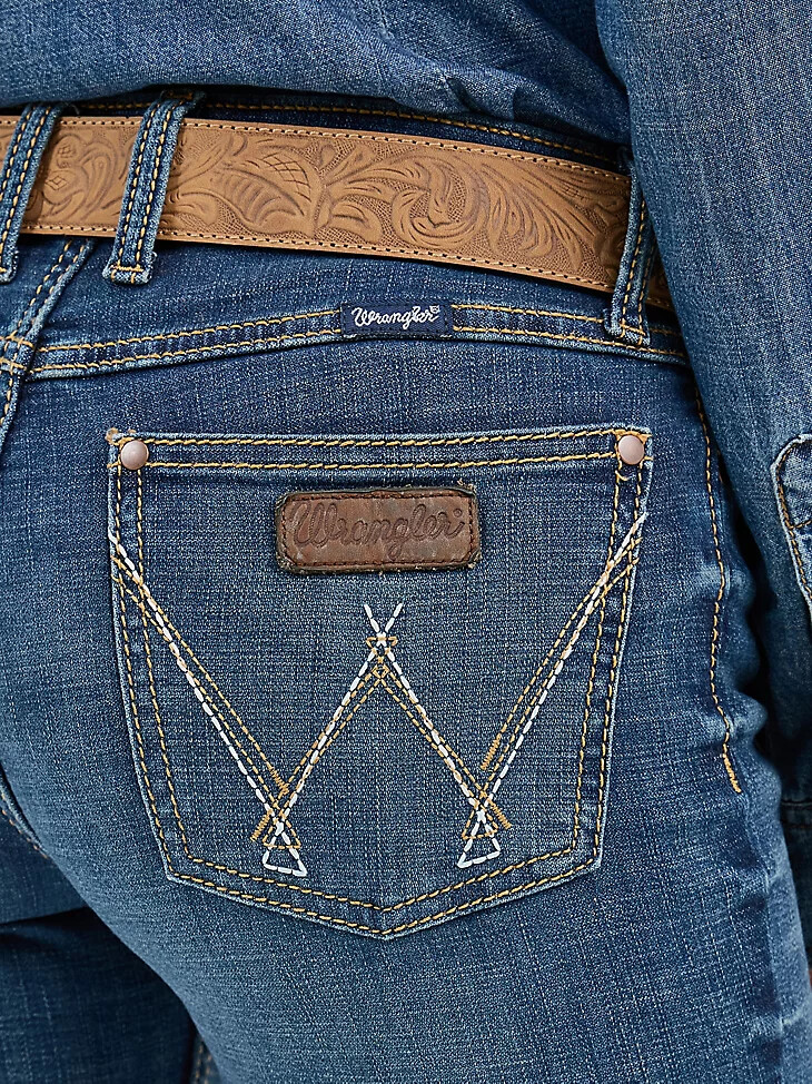 wrangler retro mae mid rise bootcut jeans für damen ms wash