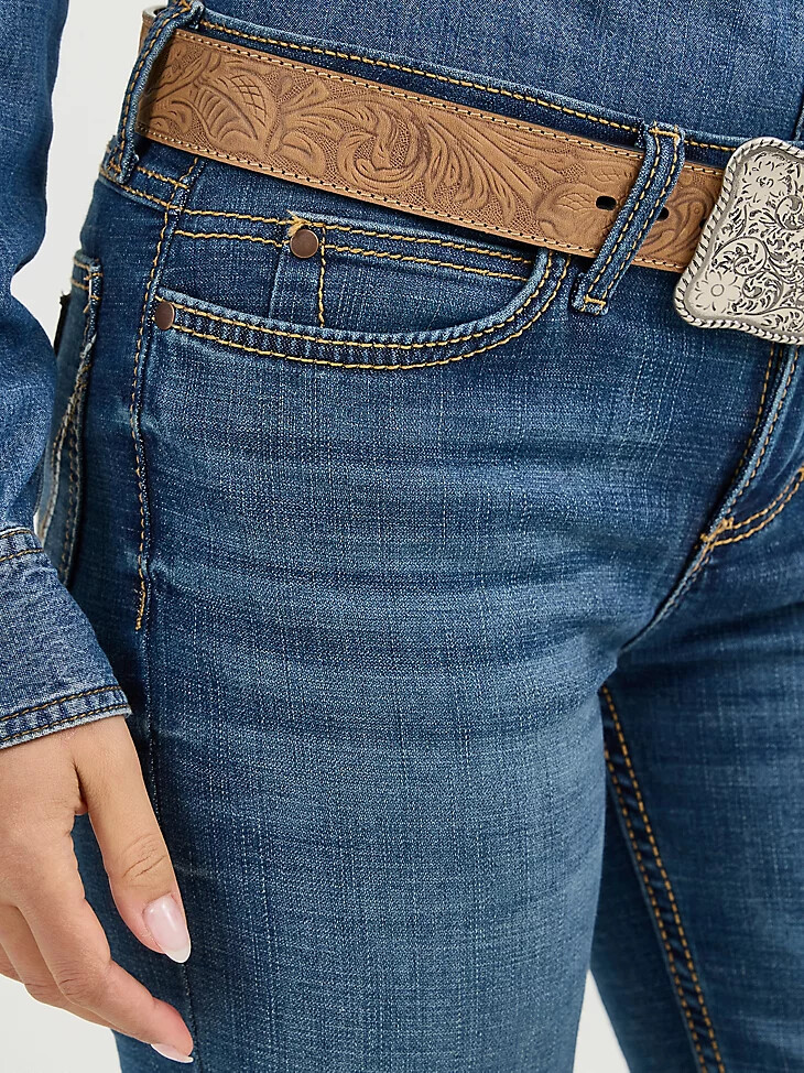 wrangler retro mae mid rise bootcut jeans für damen ms wash