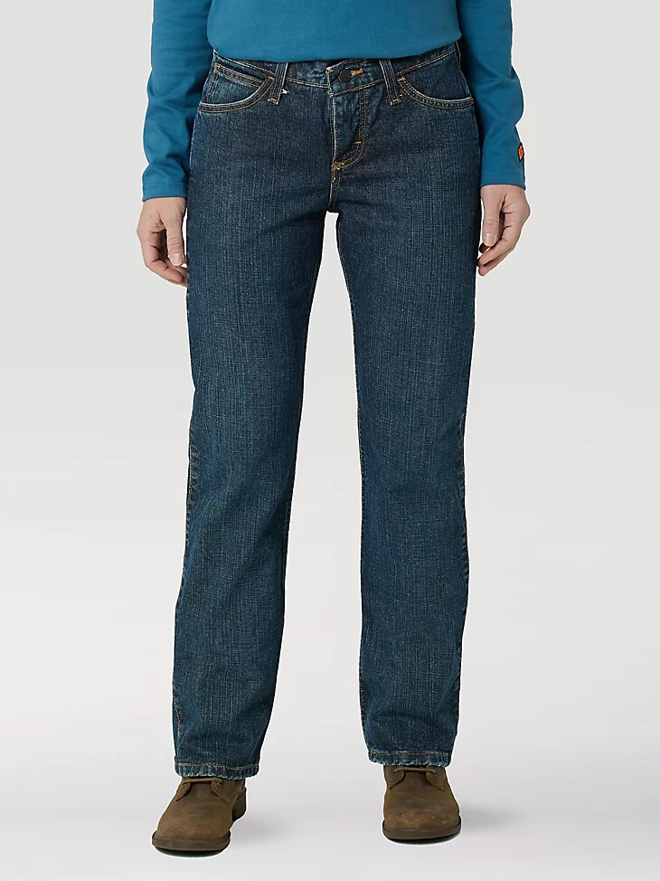 wrangler fr flame-resistant bootcut jeans für damen crosshatch