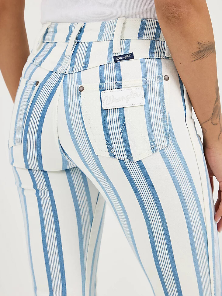 wrangler retro damen-jeans „bailey high rise flare mit streifenmuster modell gabby