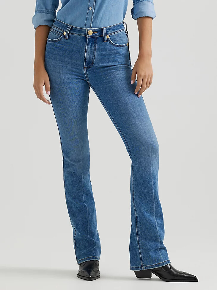 wrangler x yellow rose by kendra scott bootcut jeans mittlere waschung