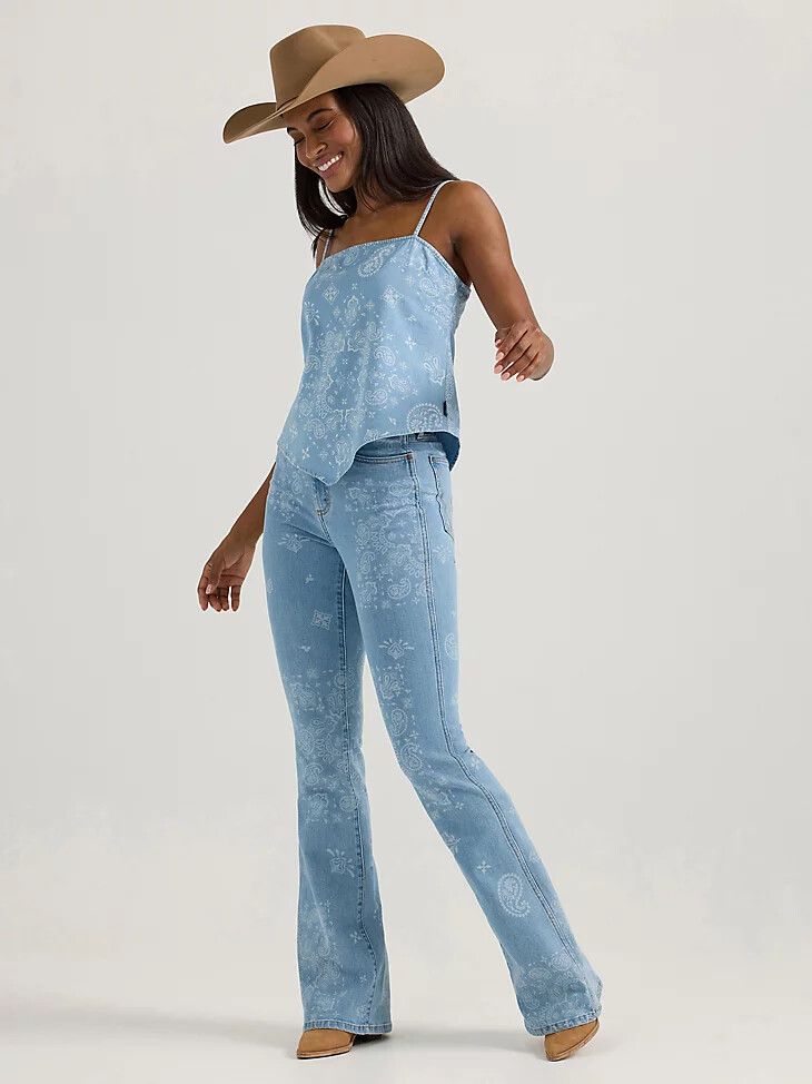 wrangler retro bailey high rise jeans mit paisley-print für damen