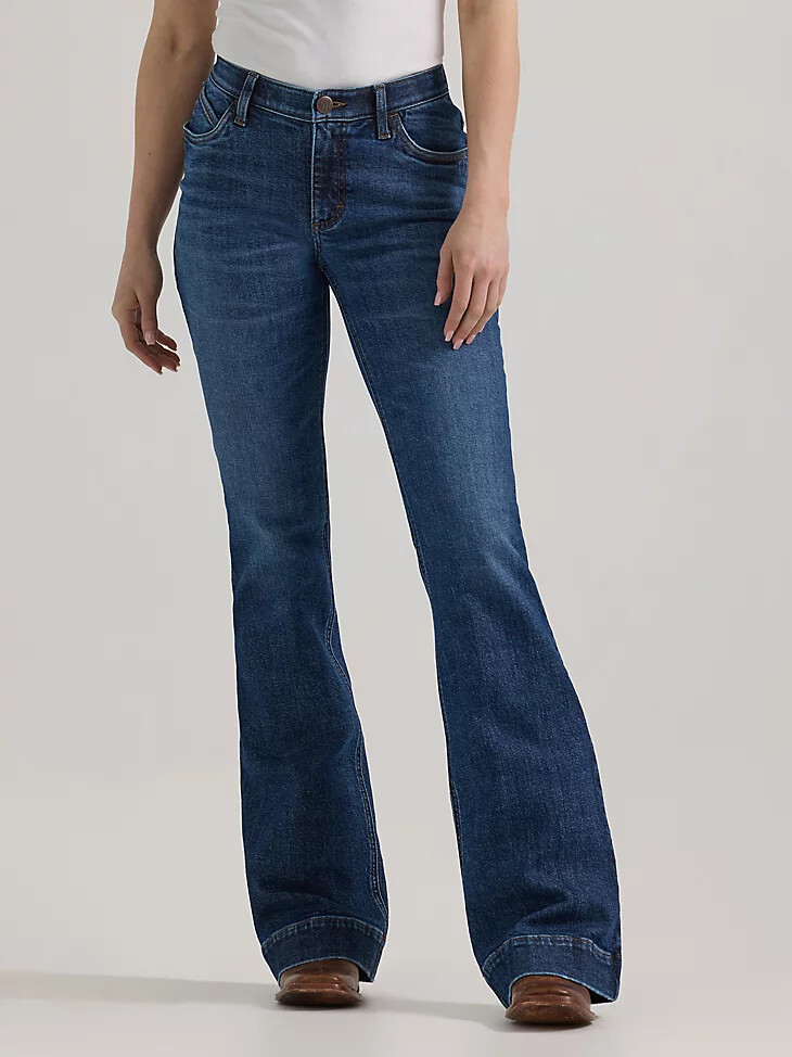 wrangler ultimate riding jeans für damen willow mid-rise hose luna