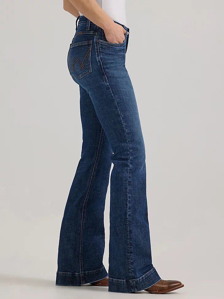 wrangler ultimate riding jeans für damen willow mid-rise hose luna