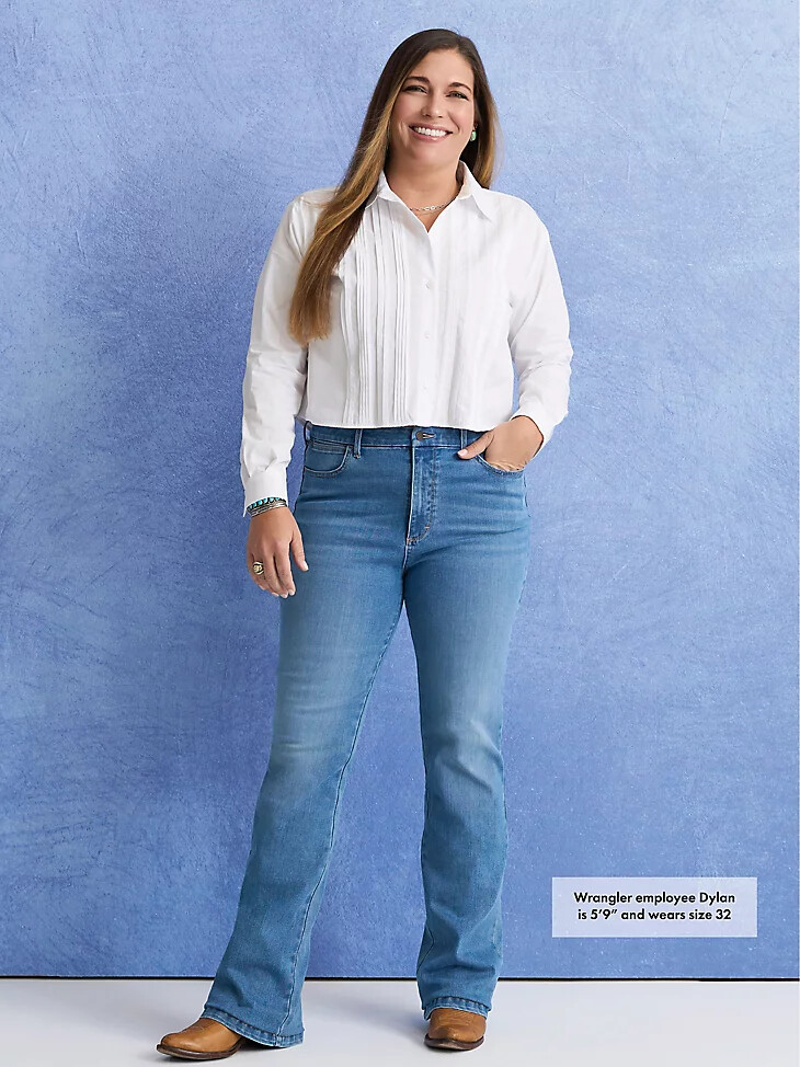 damen wrangler bespoke high rise bootcut jean palmer