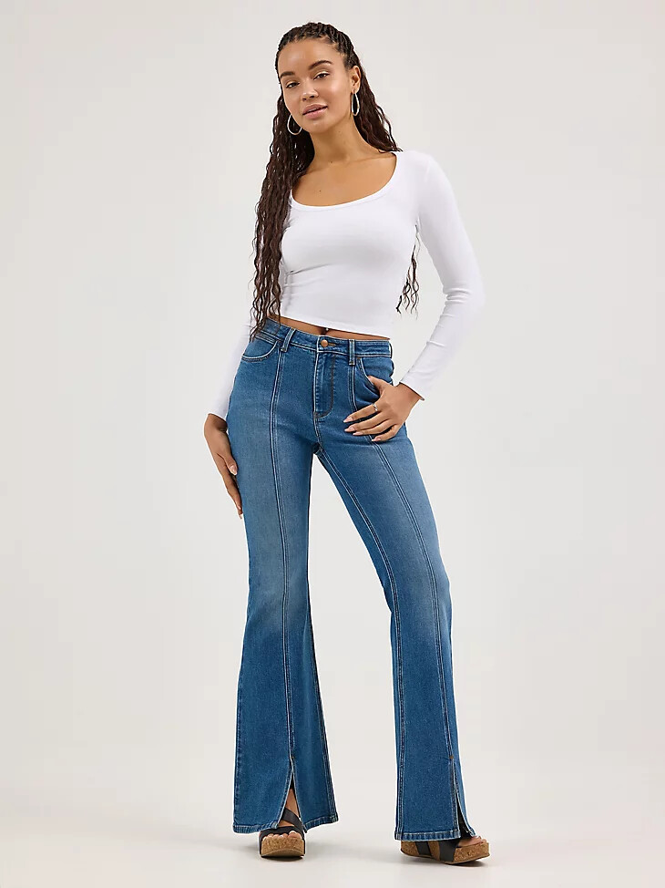 damen-jeans „fierce flare split hem carolina