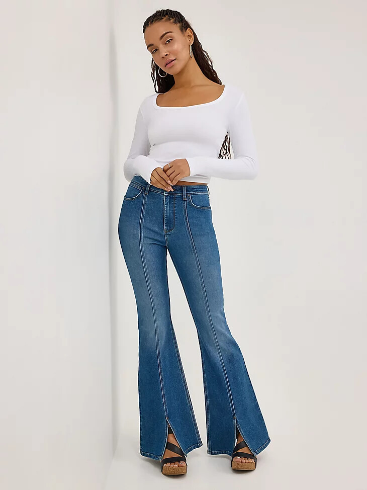 damen-jeans „fierce flare split hem carolina