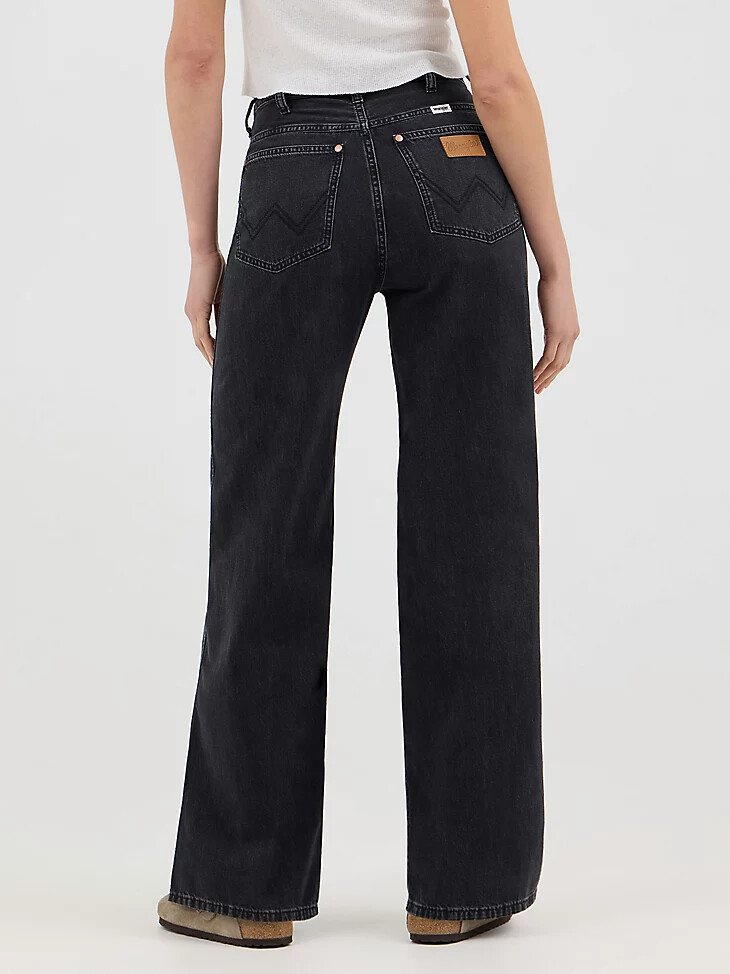 damen-jeans mit bindeband vorne locker geschnitten schwarz