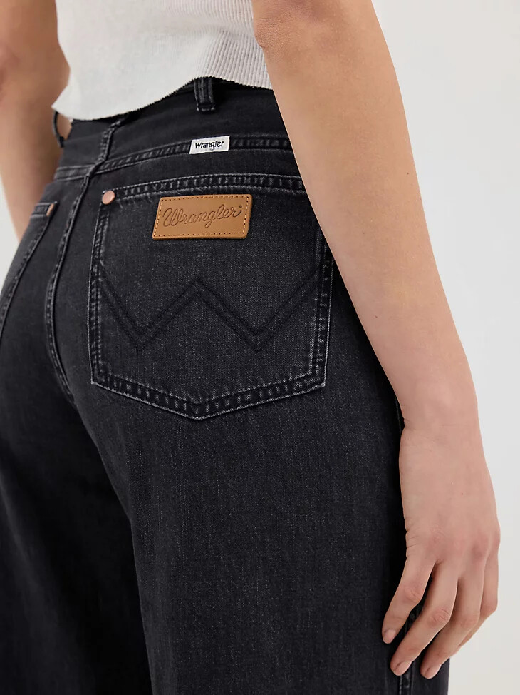 damen-jeans mit bindeband vorne locker geschnitten schwarz