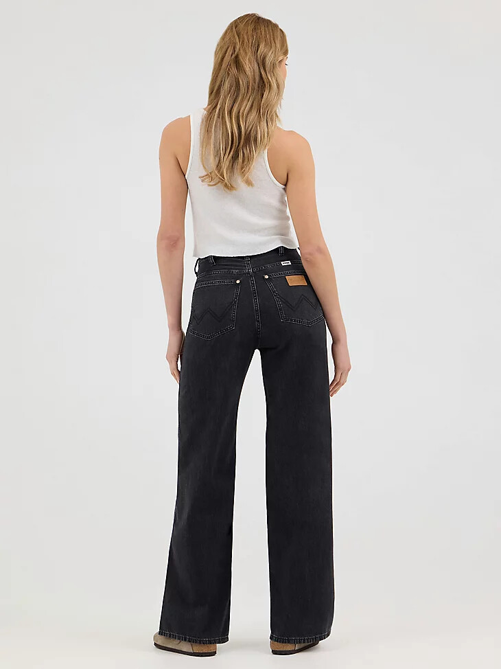 damen-jeans mit bindeband vorne locker geschnitten schwarz