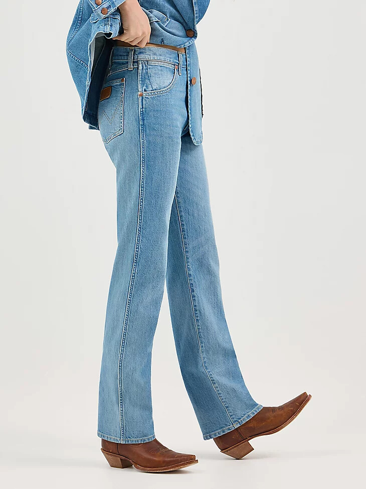damen sunset mid rise straight jeans babyblau