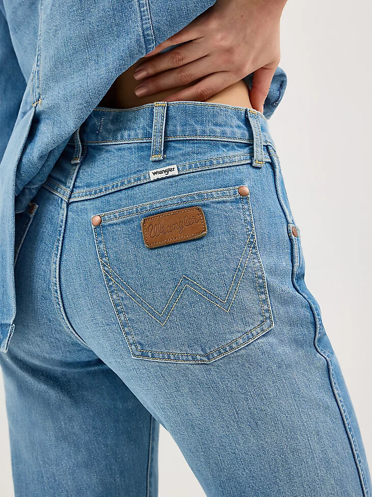 damen sunset mid rise straight jeans babyblau