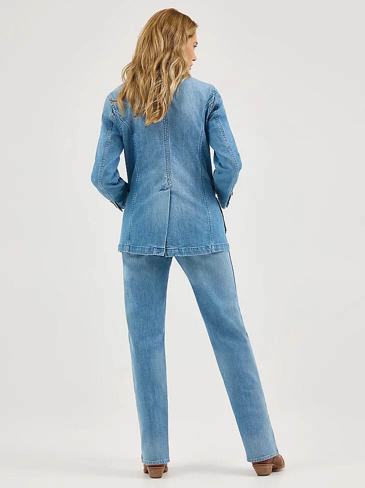 damen sunset mid rise straight jeans babyblau