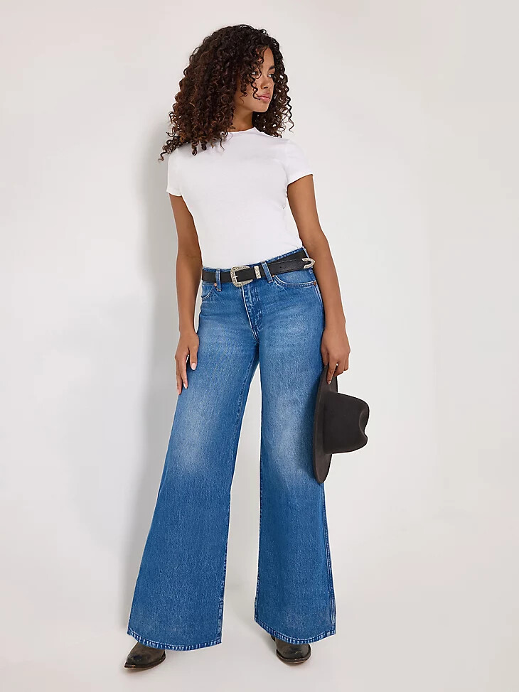 womens worldwide mid rise wide leg jeans ranch housedown