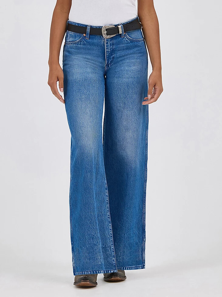 womens worldwide mid rise wide leg jeans ranch housedown
