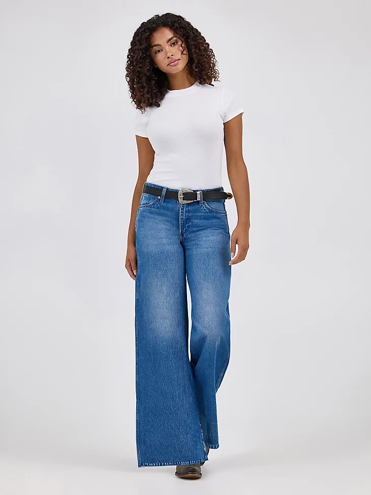 womens worldwide mid rise wide leg jeans ranch housedown